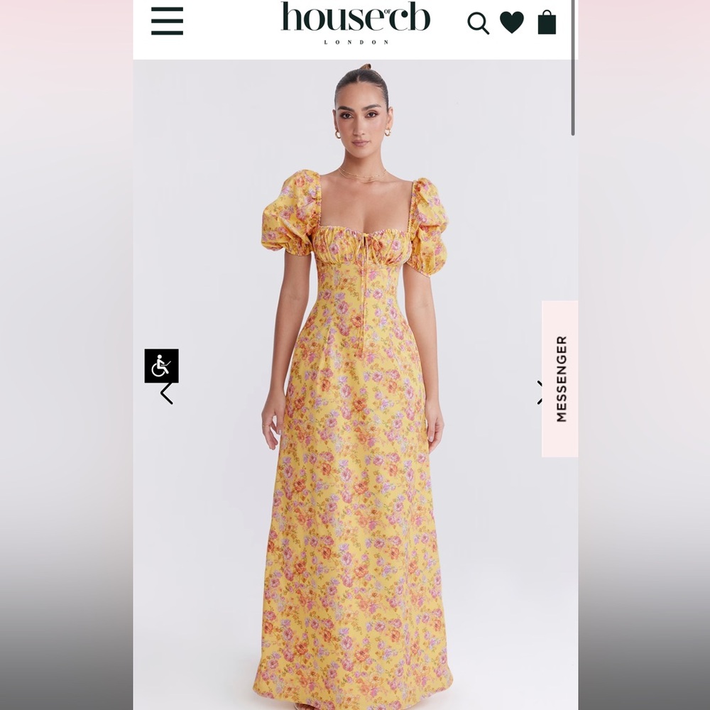 House of cb yellow and pink floral dress